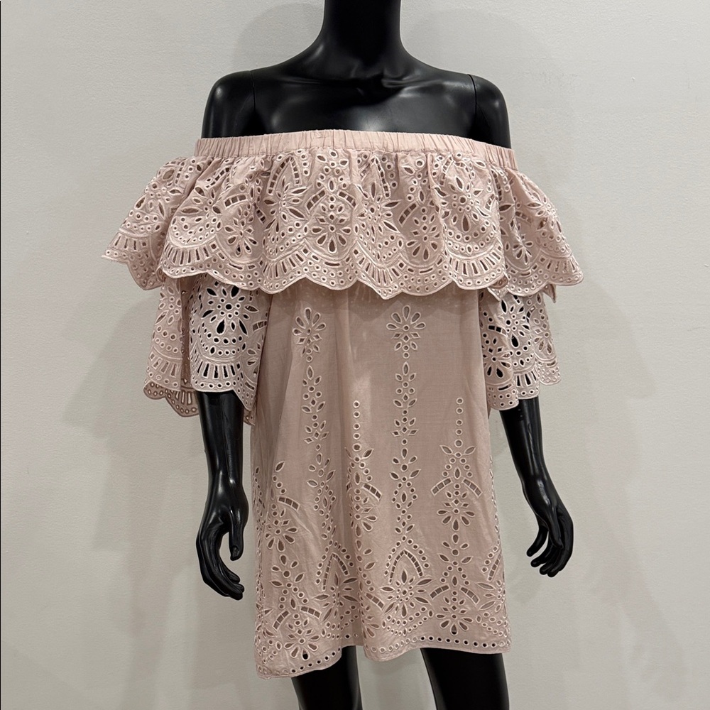 Parker Off-Shoulder Eyelet Cotton Dress XS | New | 100% Cotton Embroidered